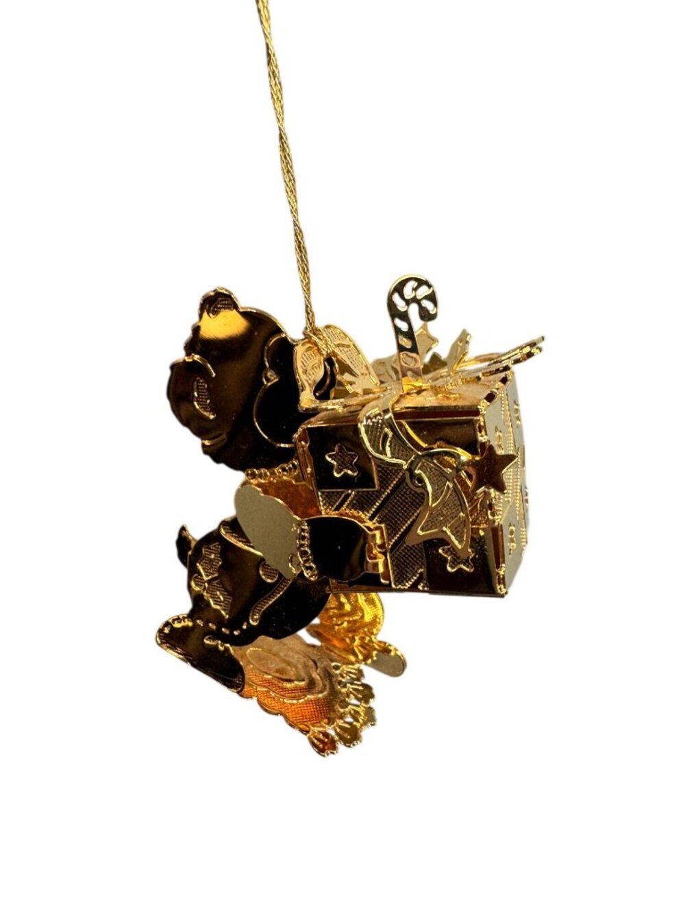 Danbury Mint Teddy Bear With Christmas Gift Box Gold Tone Ornament - Picture 2 of 7
